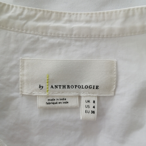 By Anthropologie Delilah Pleated Peasant Blouse Embroidered White Lace Size 4 - Picture 12 of 17